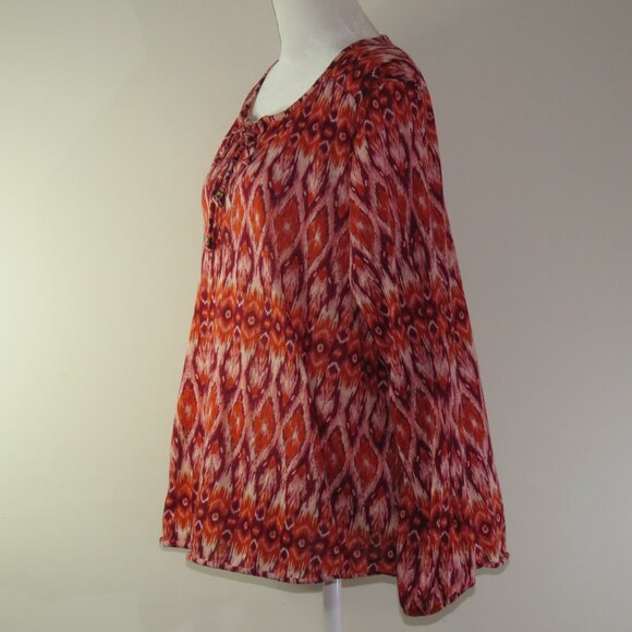 Faded Glory Multi-Color Long Sleeve Pullover Top & Front Tie Size XL 16-18 C1128 - Picture 4 of 7